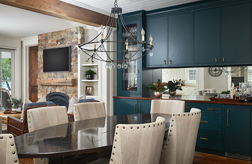 Navy Blue Dining Room in Lake Cottage