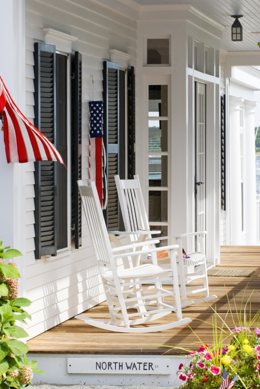 American Flag on Front Porch