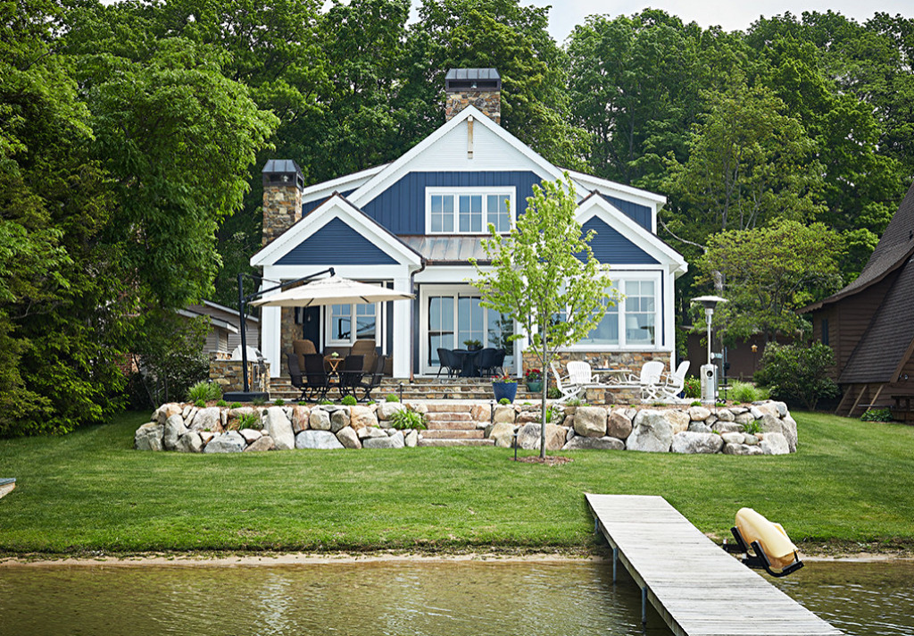 Blue and White Cozy Lake Cottage