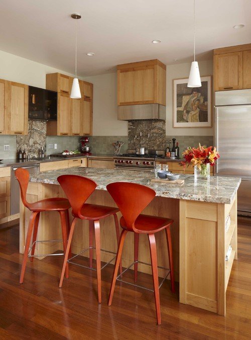 Contemporary Kitchen in Warm Wood Tones