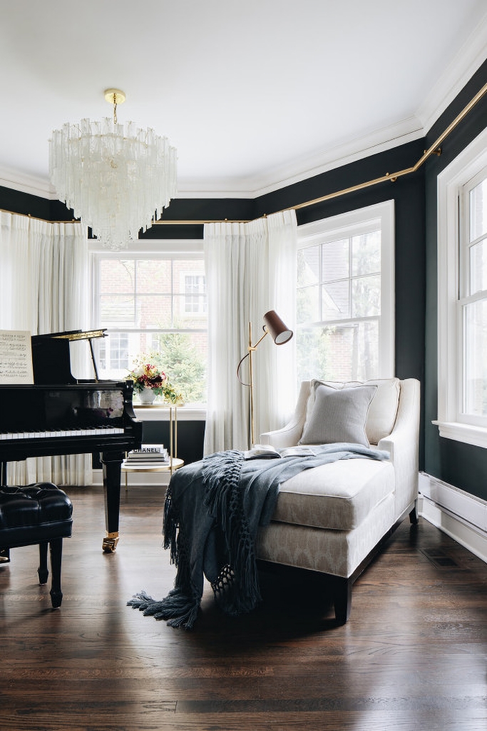 elegant dark gray living room