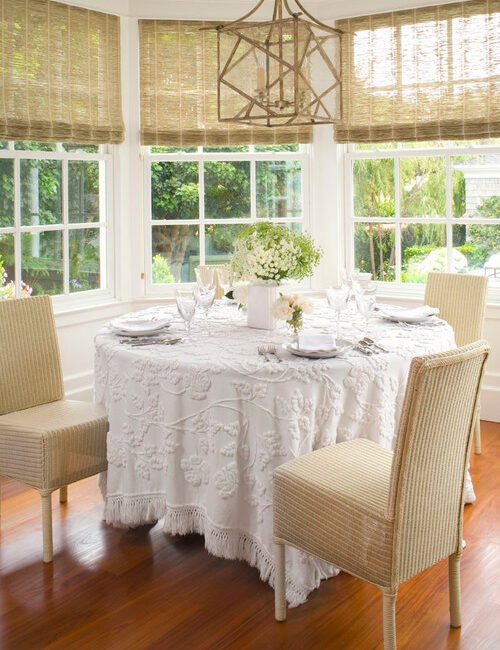 Cozy Dining Nook with Chenille Tablecloth