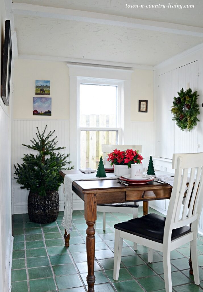 Farmhouse Kitchen Decorated for Christmas