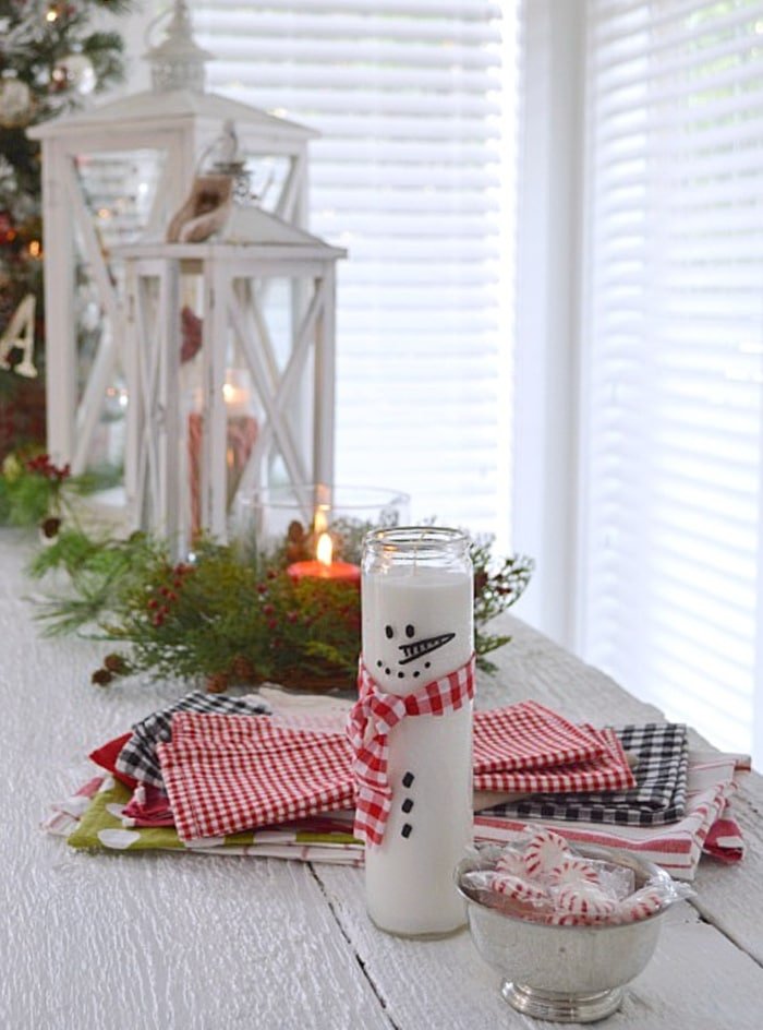 Snowman Candle by Fox Hollow Cottage