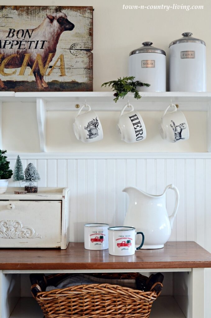 Christmas Decorations in a Farmhouse Kitchen