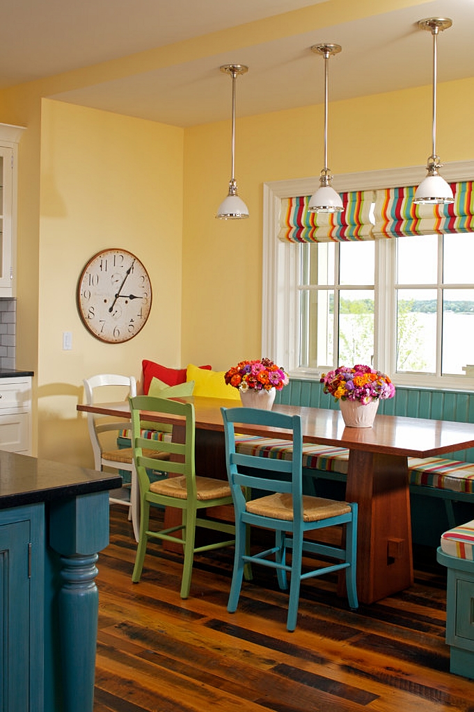 wall clock in colorful kitchen