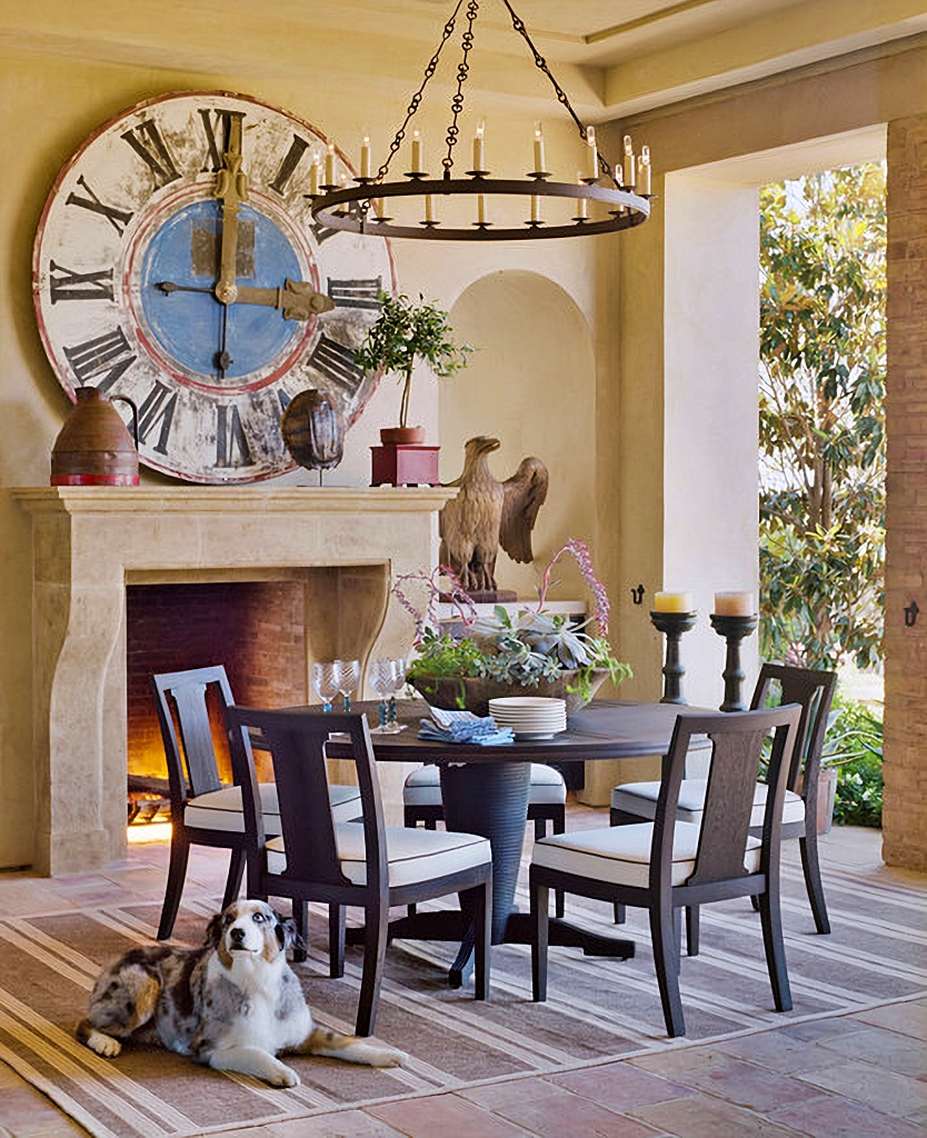 large wall clock in country dining room