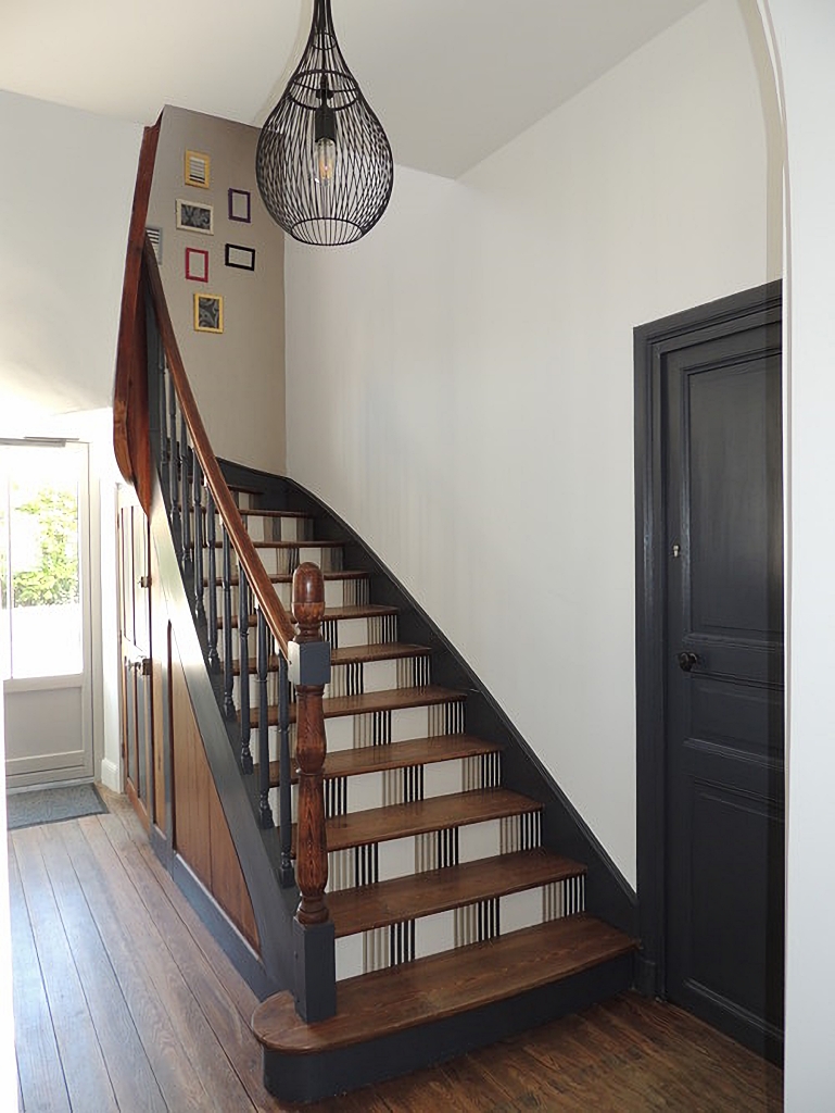 painted staircase ideas - stripes on risers