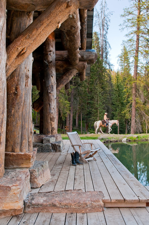 Deck and Front Porch of a Rustic Montana Cabin