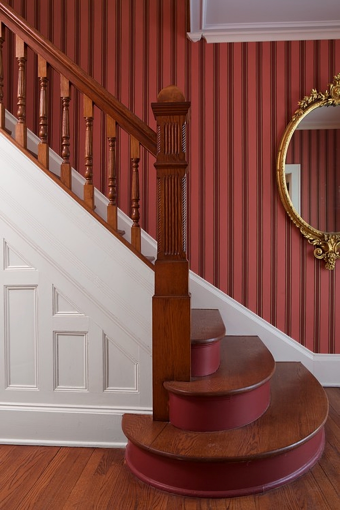 stained and painted Victorian staircase