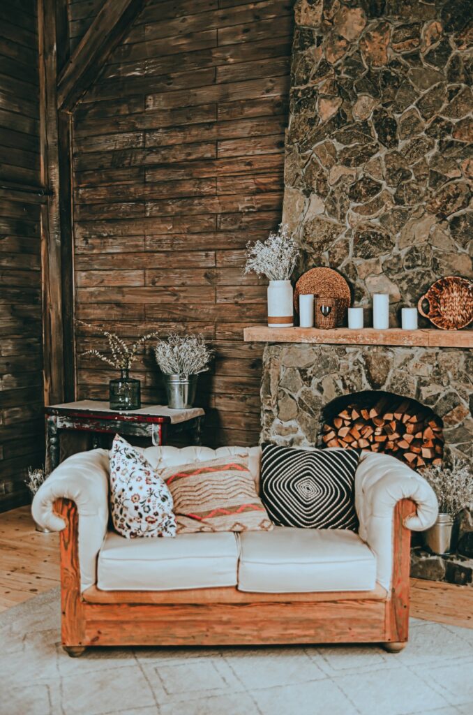 Cabin Style Decorating in the Living Room