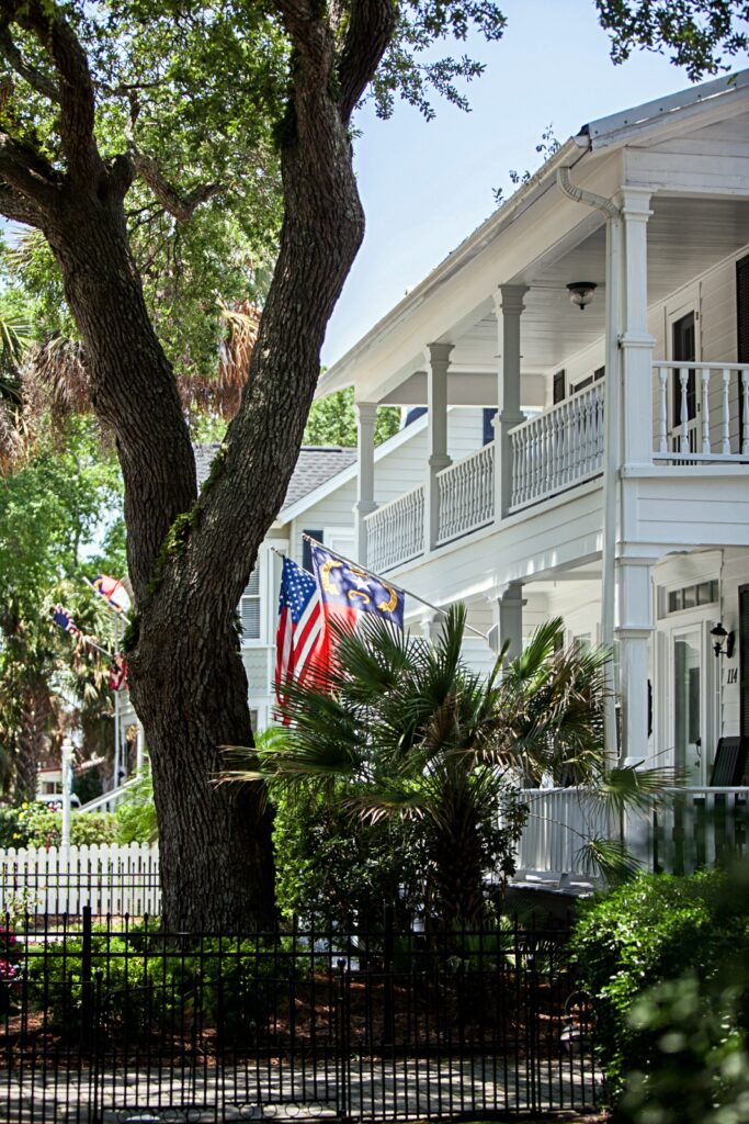 Two Story Southern White House with Double-Decker Porch