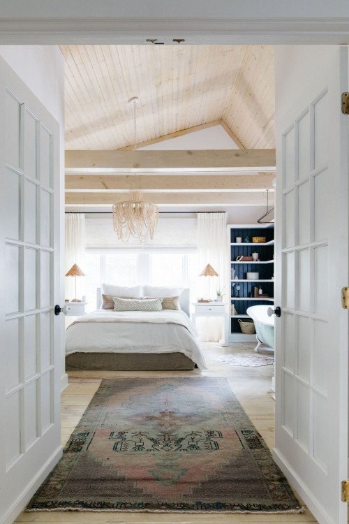 Eclectic beach cottage bedroom
