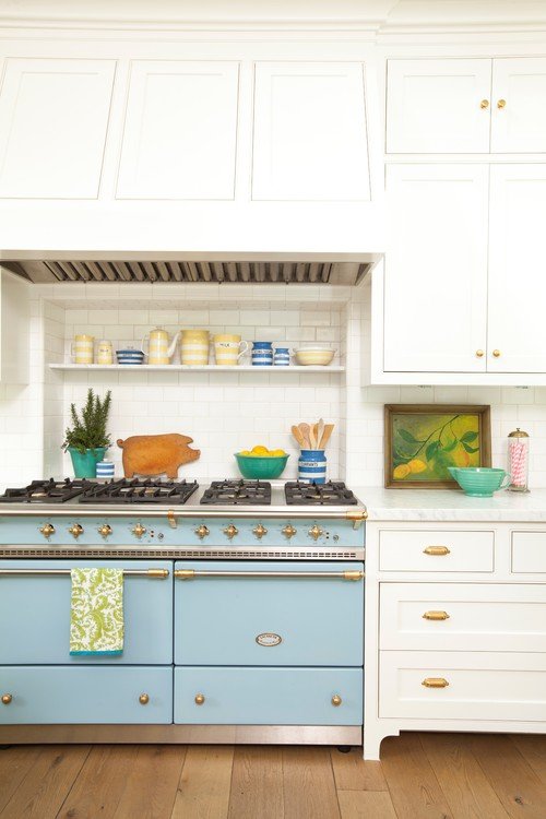 Sky Blue Oven/Stove Range in Colorful Kitchen