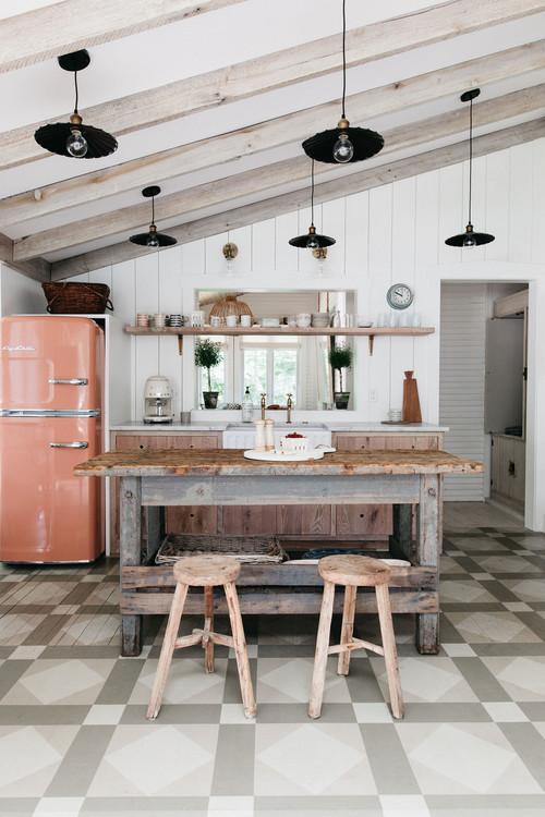 Eclectic Scandinavian Style Beach Cottage Kitchen