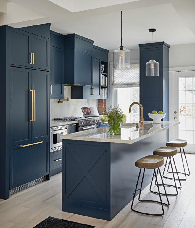 Modern Country Kitchen with Navy Blue Cabinets
