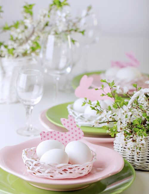 Pink and Green Easter Table Setting