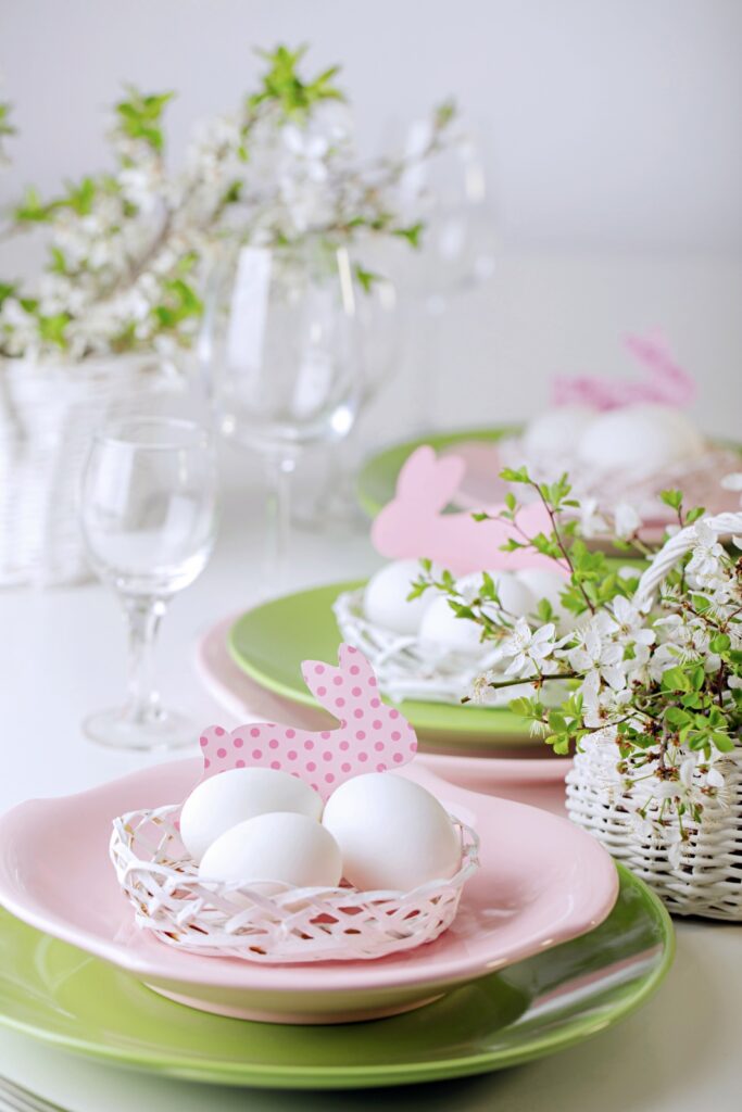 Pink and Green Easter Table Setting
