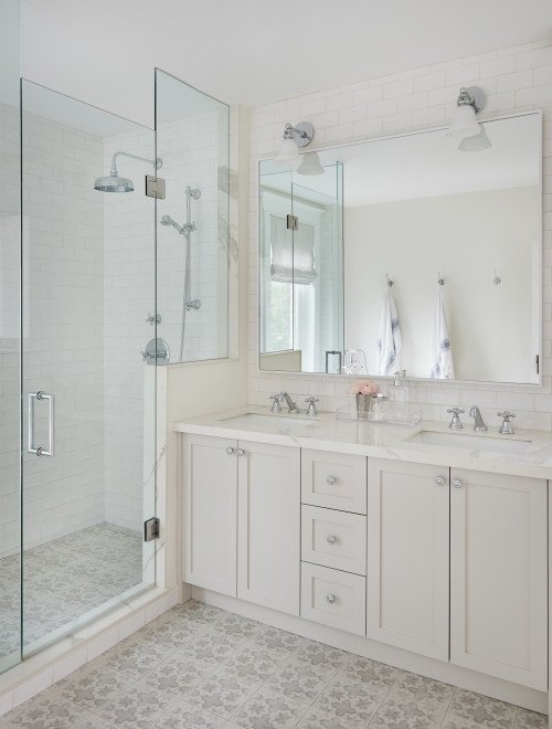 White Bathroom with Walk-In Shower