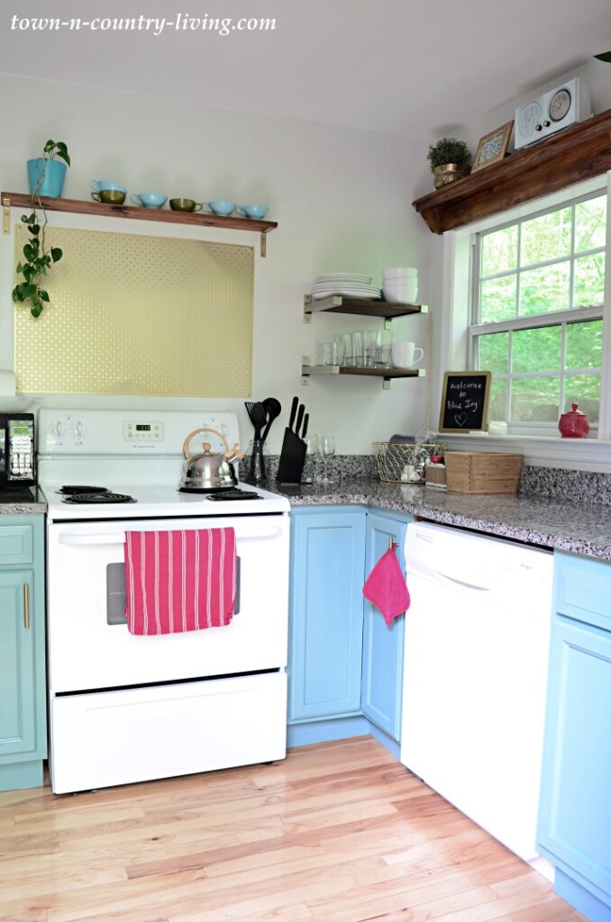 Light Blue Cabinets in Cottage Kitchen
