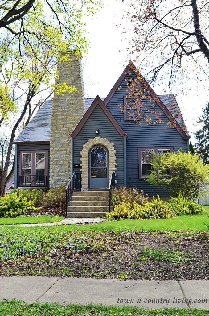 Dark Gray Tudor Home in Geneva, Illinois