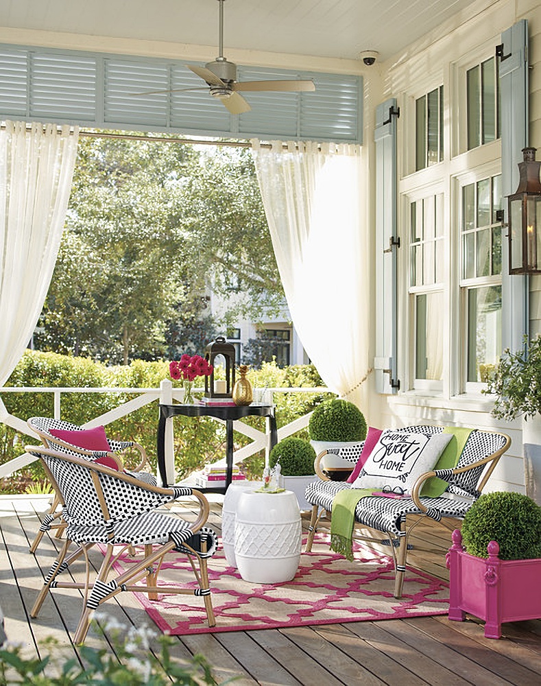 pink and blue summer porch