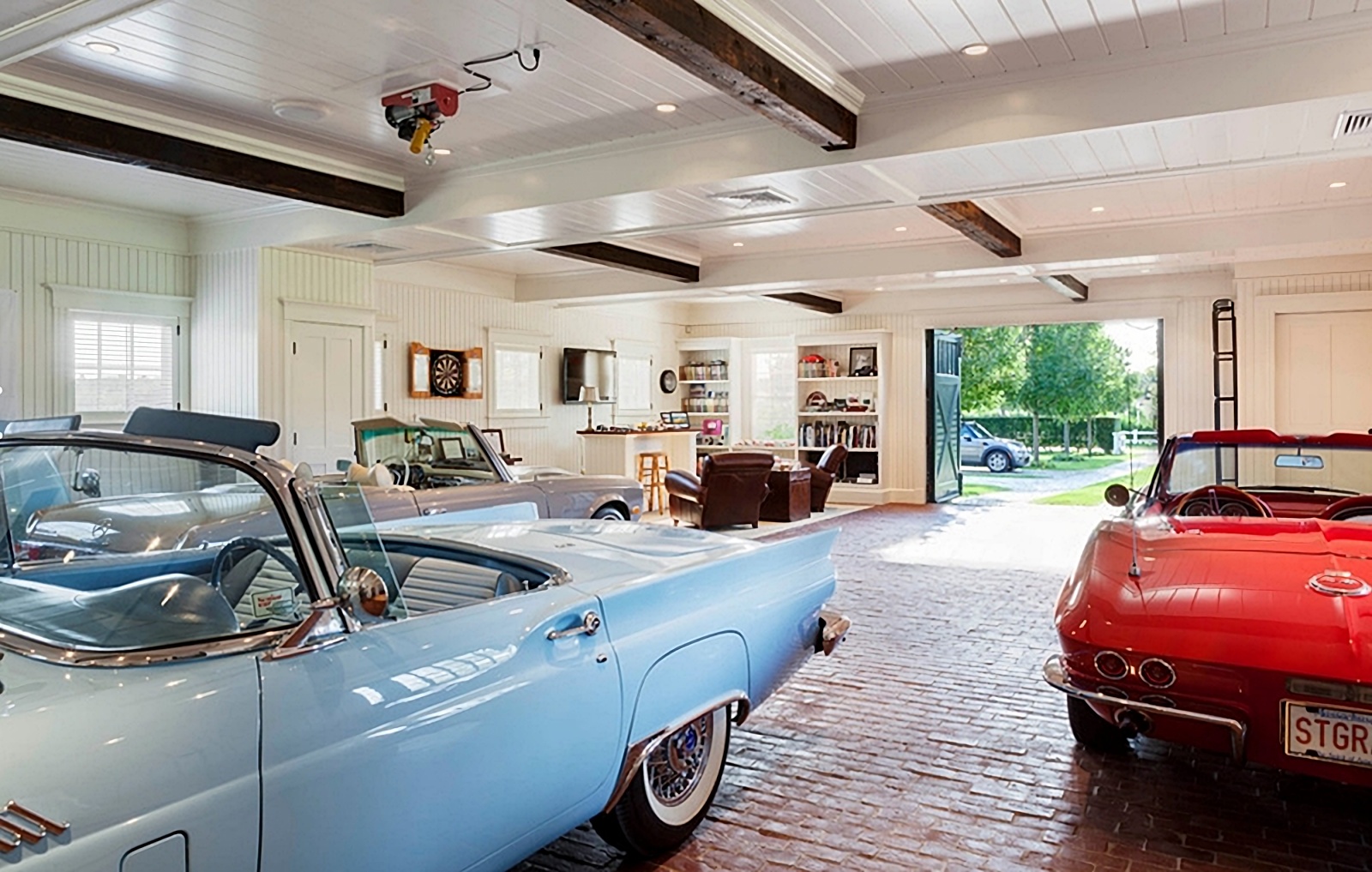 vintage cars in renovated barn