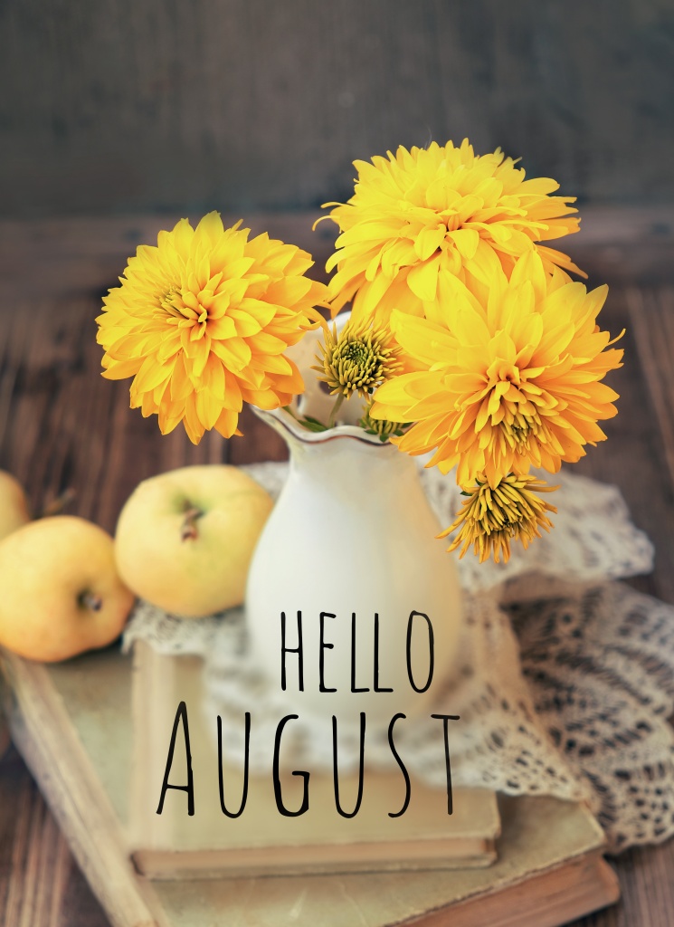 Hello August Pitcher of Flowers