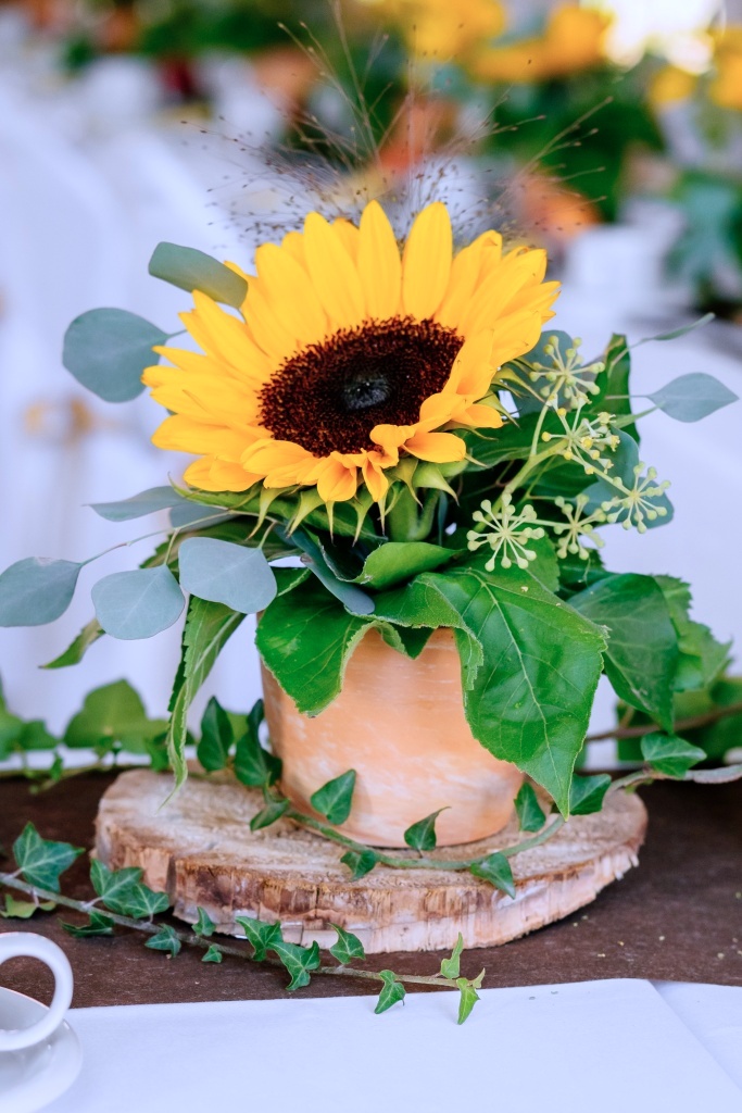 Sunflower and Greenery Centerpiece for Summer