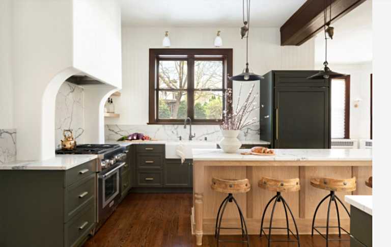 Gorgeous L-Shaped Kitchen with Warm and Timeless Appeal