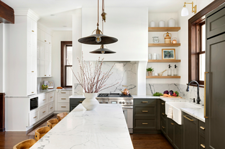 Gorgeous L-Shaped Kitchen with Warm and Timeless Appeal