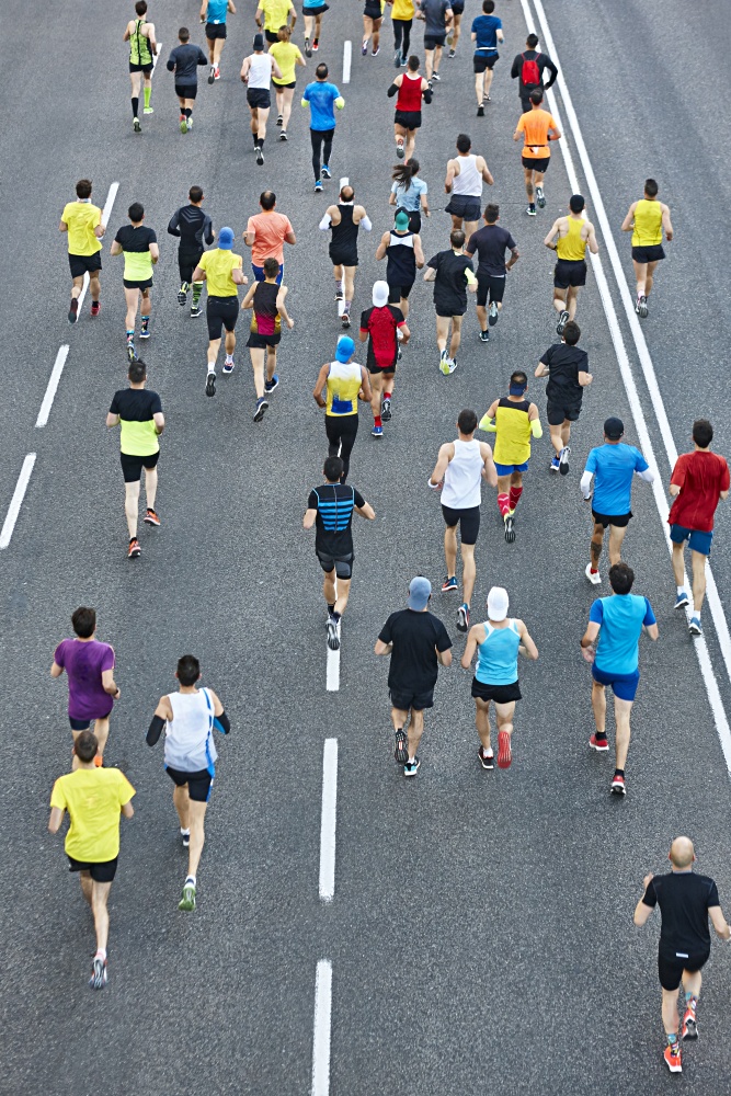 Marathon runners on the street