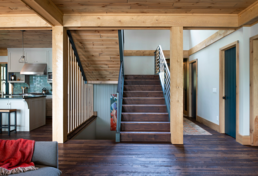 Open Staircase in Modern Cabin on the Lake