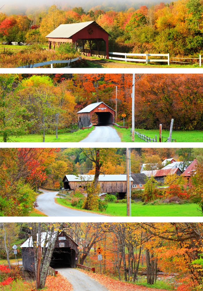 New England covered bridges in autumn 