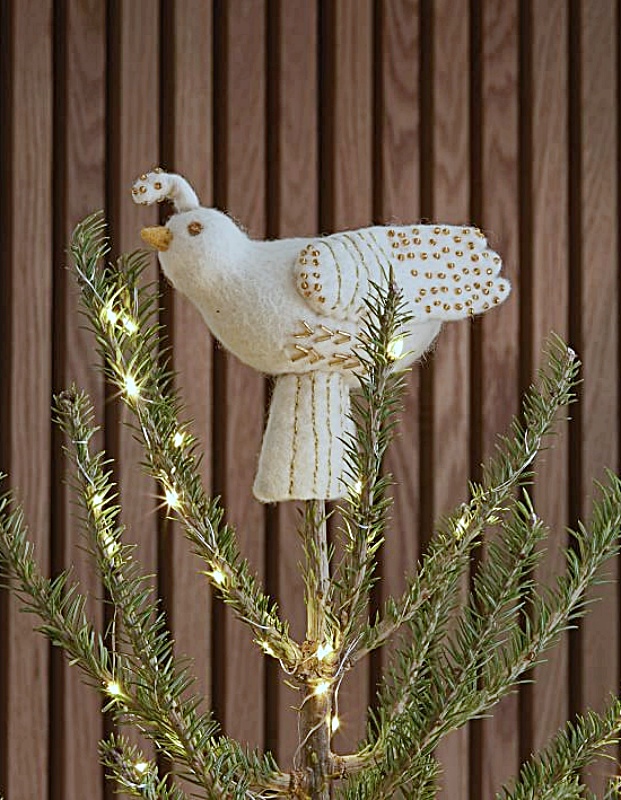 Felted partridge tree topper from West Elm
