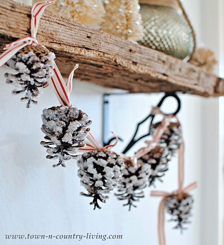 Pine Christmas Garland with Candy Cane Ribbon