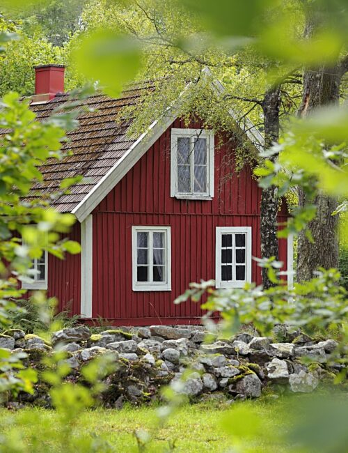 Red wooden house in sweden, Scandinavia, Europe
