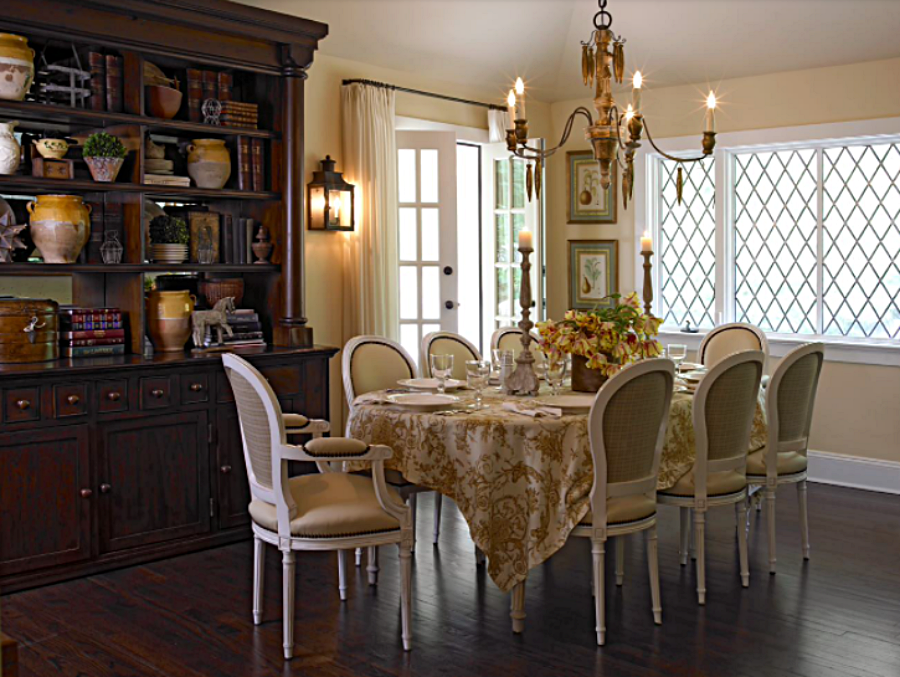 elegant country style dining room in warm colors