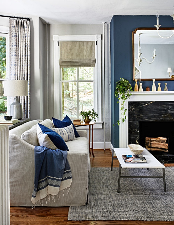 Blue Living Room in Modern Country Style