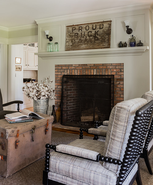 Historic Living Room with Brick Fireplace