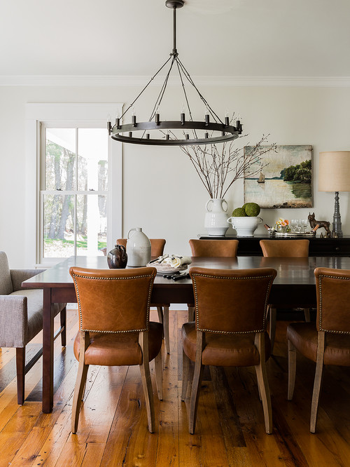 Modern Country Dining Room with Leather Chairs