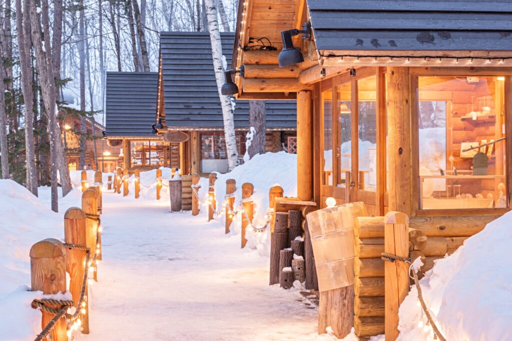 Furano, Japan winter cabins.