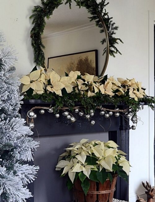 Christmas Country Mantel with Silver Bells