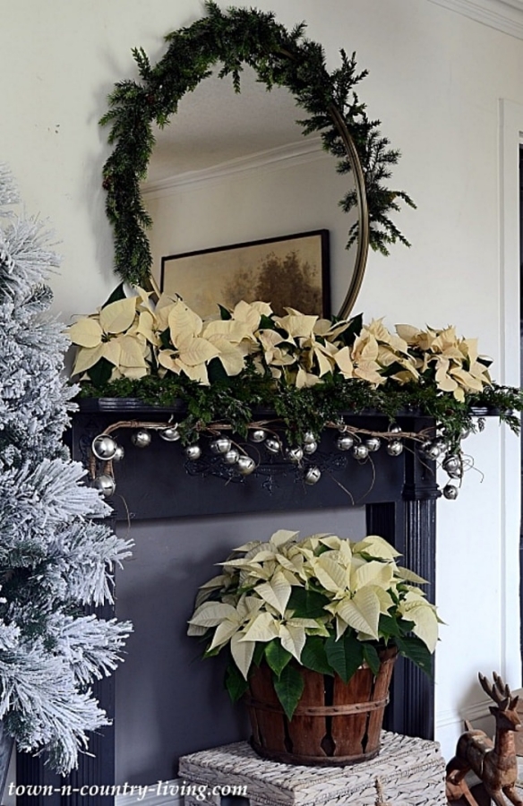Christmas Country Mantel with Silver Bells