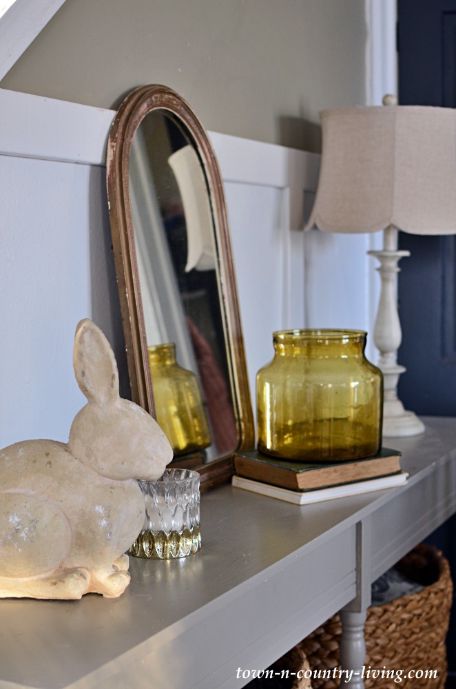 Winter decorating - vignettes on a console table
