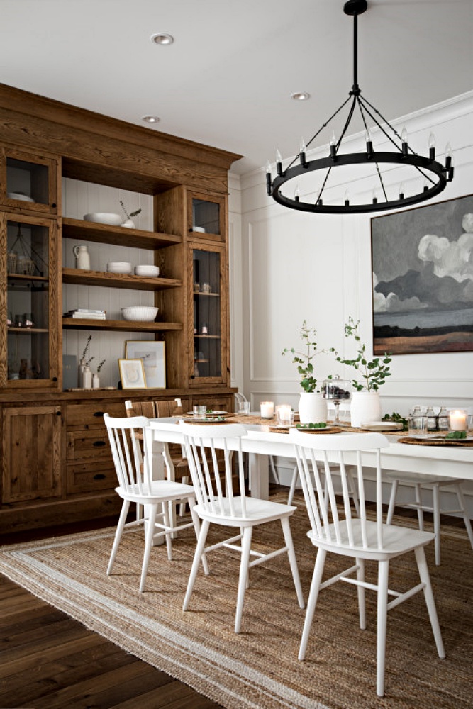 Wood and white farmhouse dining room
