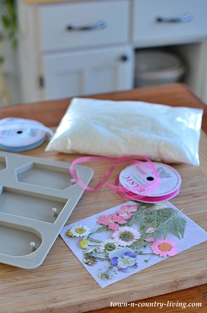 Supplies for making pressed flower wax sachets