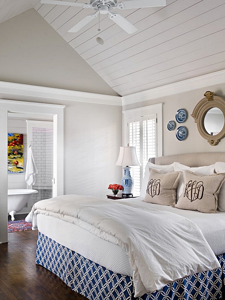 blue and white bedroom