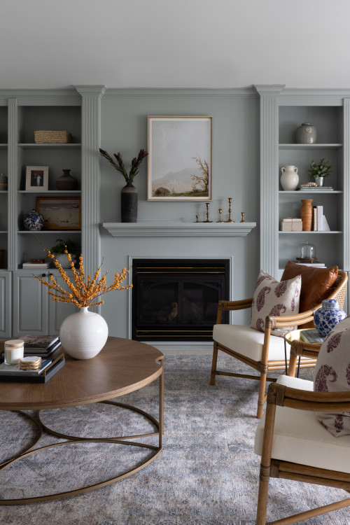 modern english style living room in cool tones