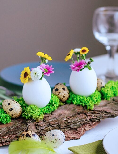 Eggs and flower centerpiece